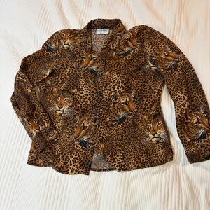 Vintage Gianni Leopard Print Button-Up Blouse